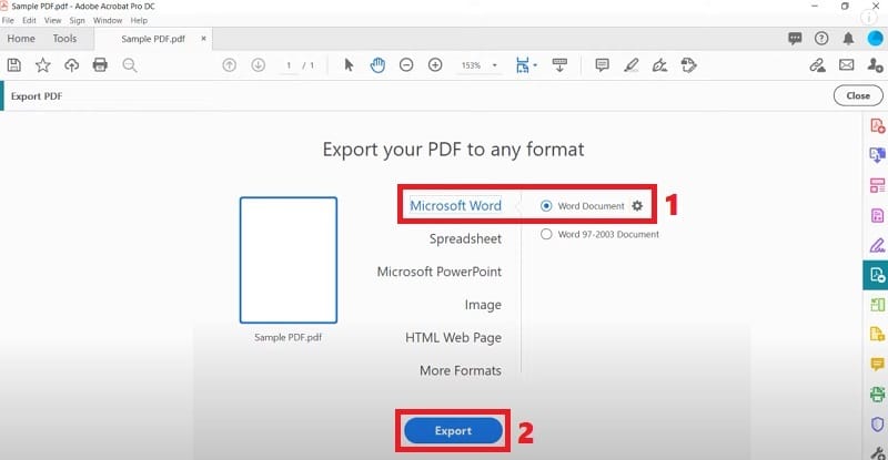 convert pdf to word using adobe acrobat