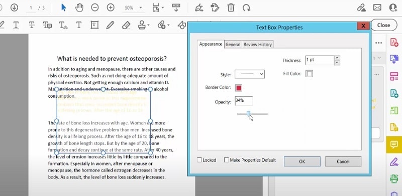 start to insert text in pdf