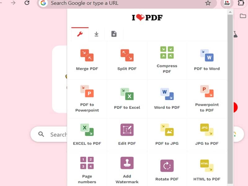 ilovepdf interface