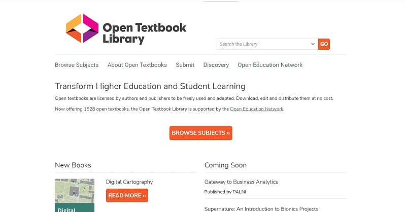 open textbook library interface