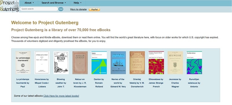 project gutenberg interface